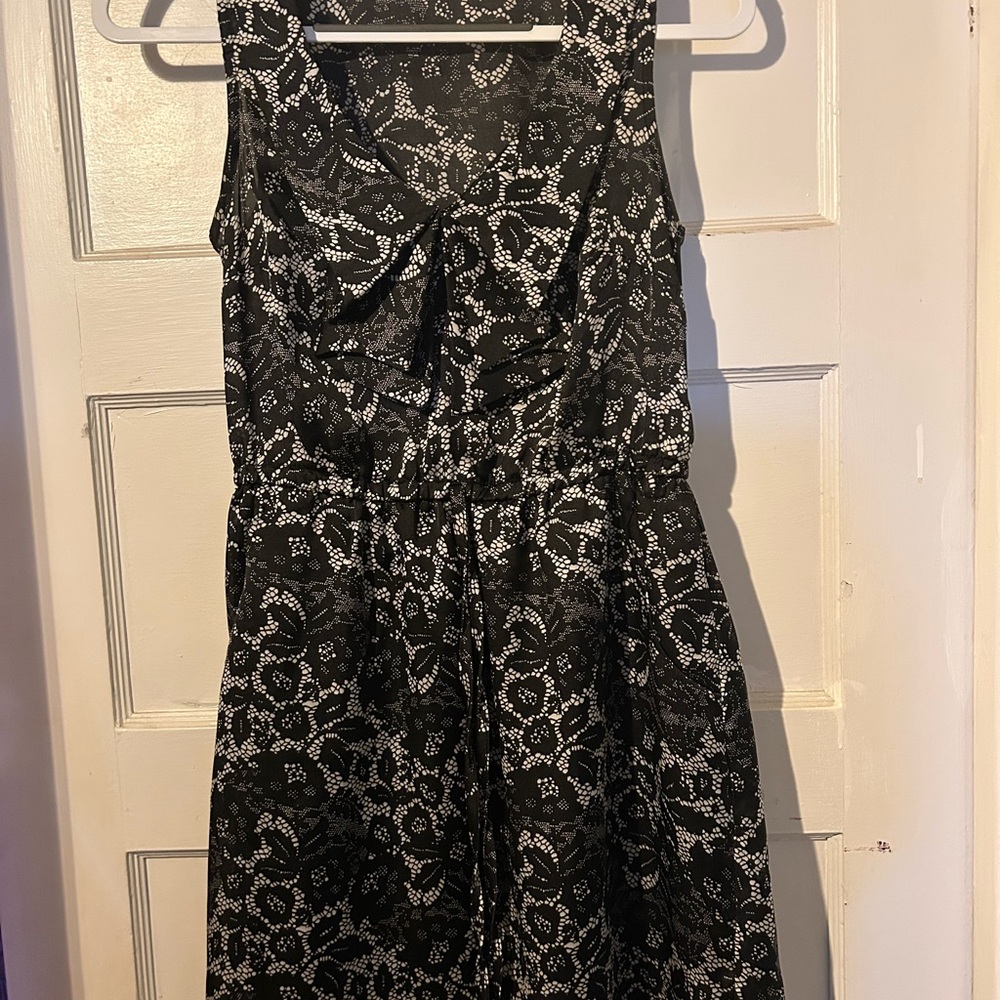 Black and White Floral Midi Dress